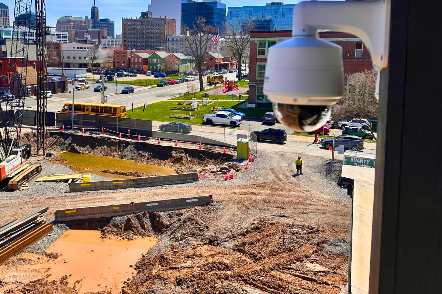Camera installed at a construction site