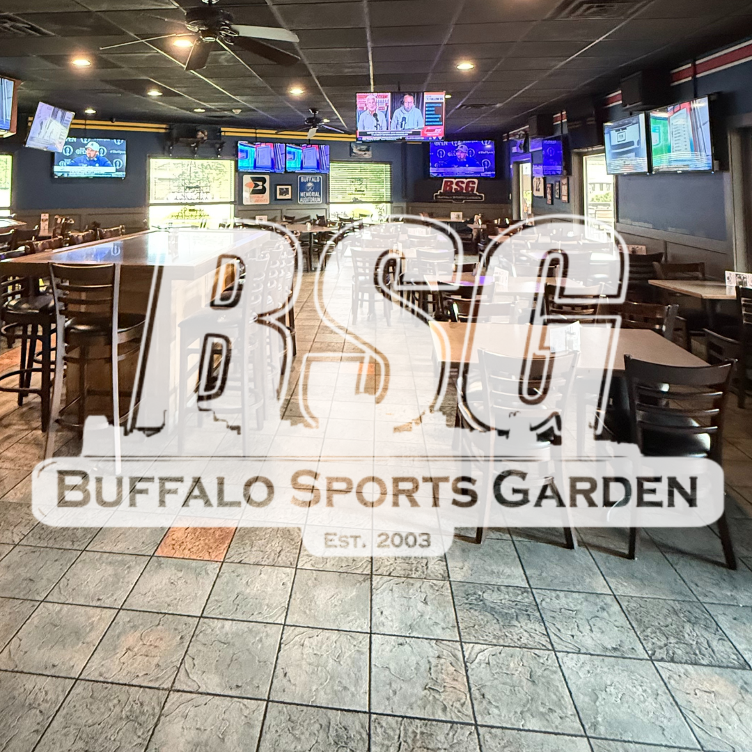 Photo of Tech Savvy work done with Buffalo Sports Garden logo layered over.