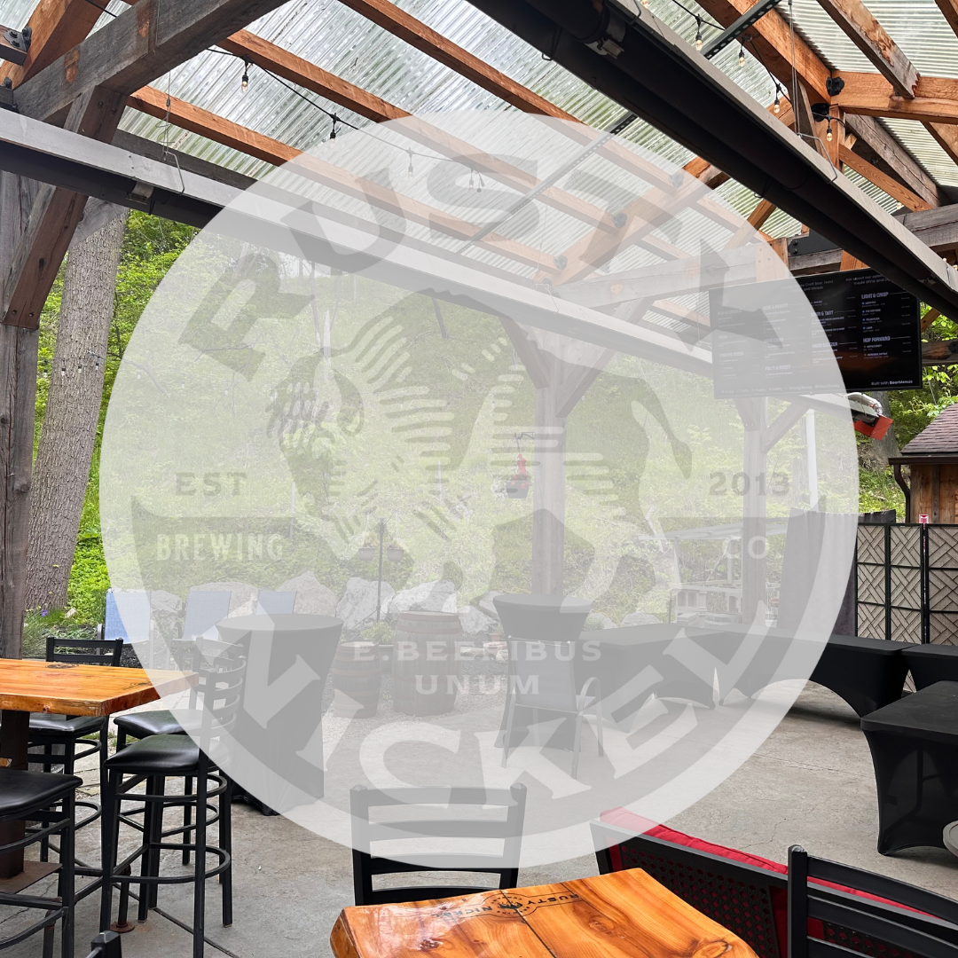 Photo of Tech Savvy work done with Rusty Nickel Brewing logo layered over.